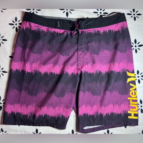 Hurley Other - Men’s Hurley Pink & Black Ombre Stripe Swim Shorts